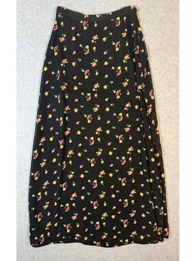 Vintage Limited America Long Black Floral Skirt Size 2